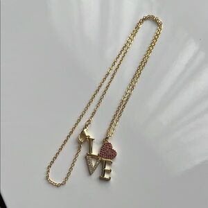Gold and Pink Love Pendant Necklace